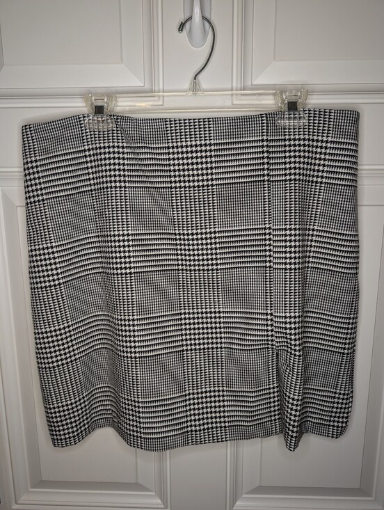 Rachel Zoe Dresses & Skirts - Rachel Zoe Black White Houndstooth Glen Plaid Mini Skirt Size 14 Lined Back Zip